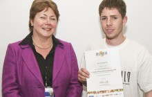 Multi-award winning apprentice Sean Crossan is shown here accepting his Skillbuild Regional award